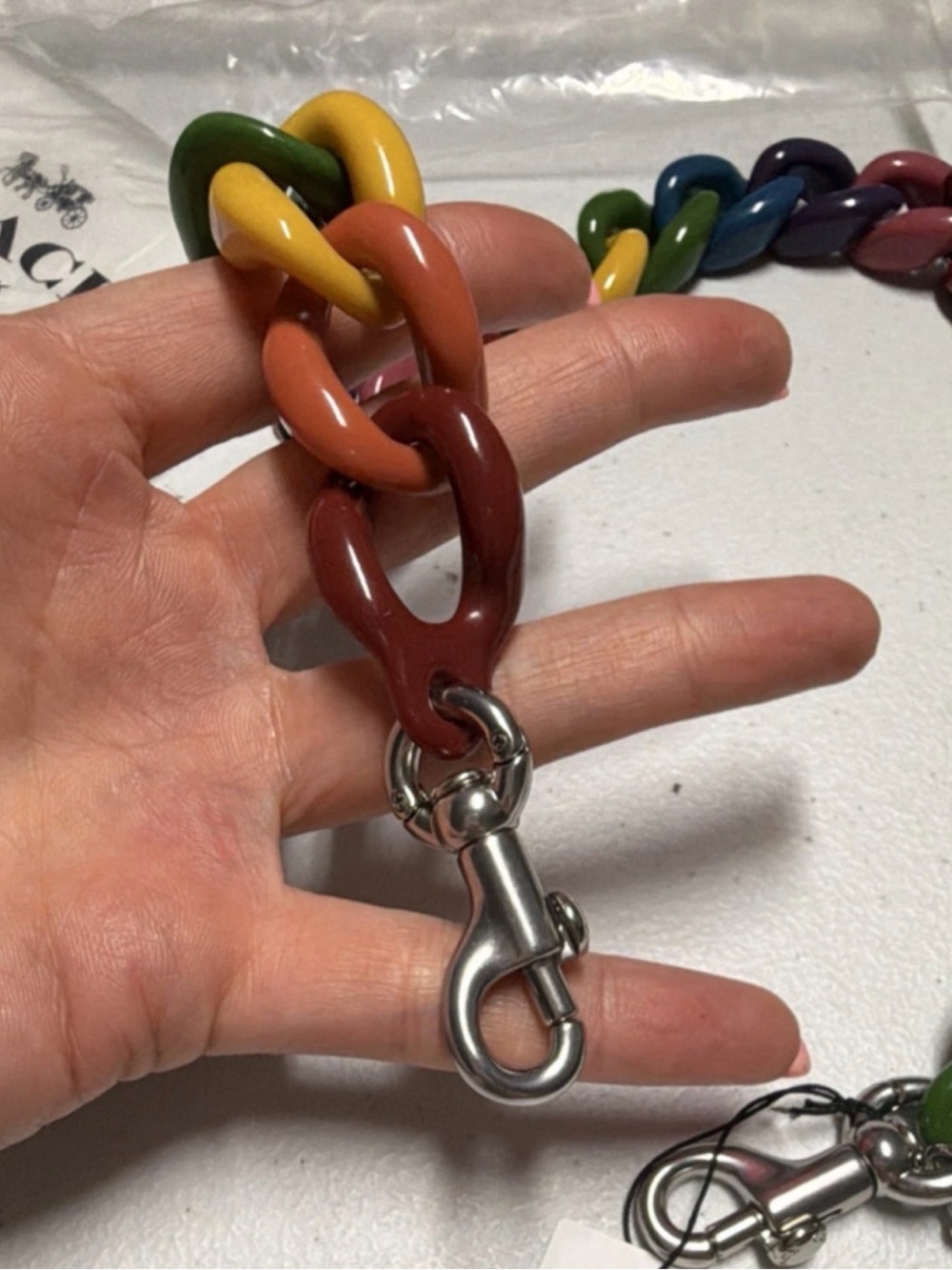 Coach Multicolor Rainbow Resin Link Strap with Silver Hardware - Picture 4 of 4